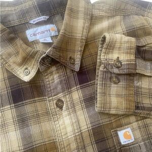Carhartt Men's Casual Plaid Shirt - Tan and Brown